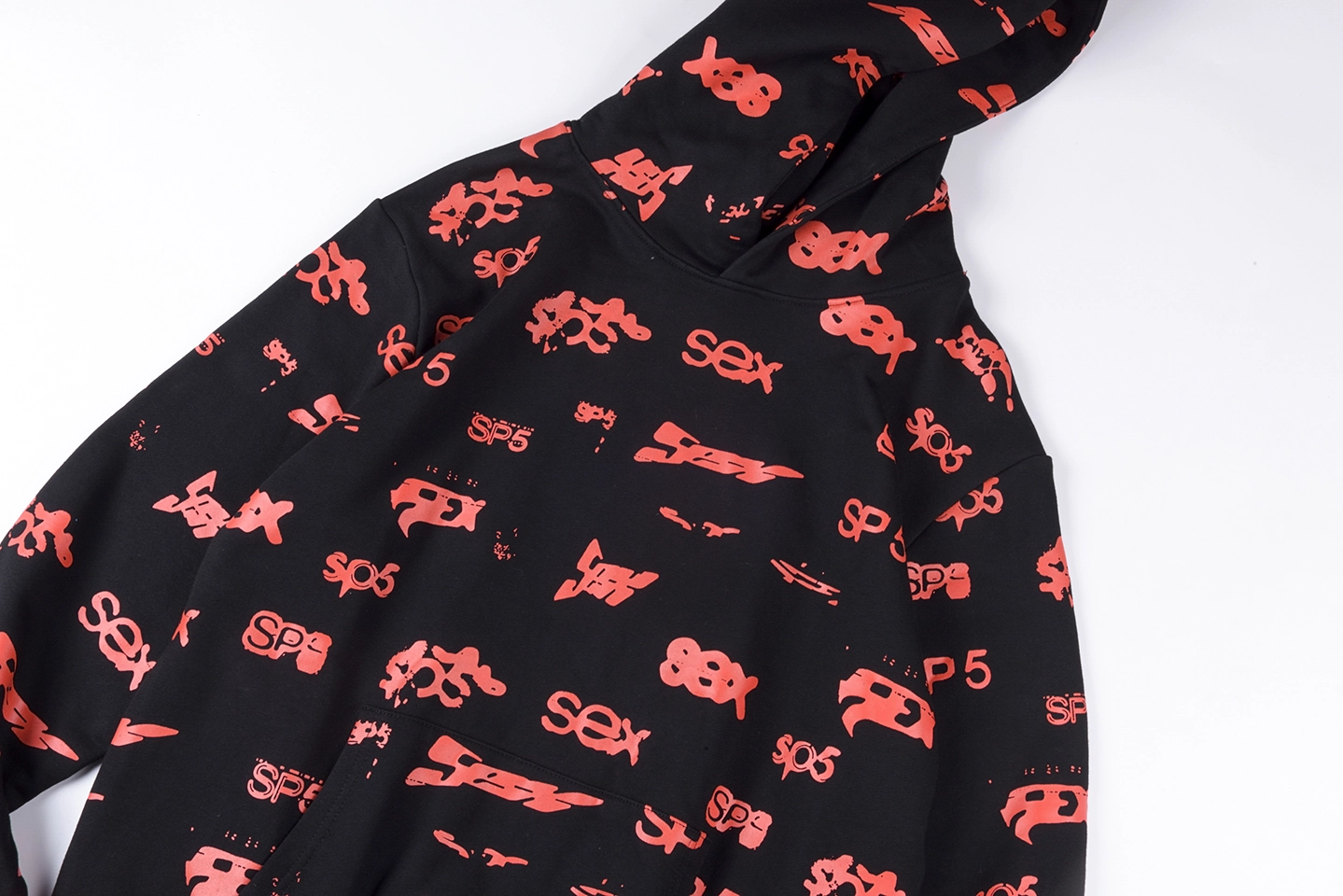 Sp5Der Allover Logo Print Hoodie