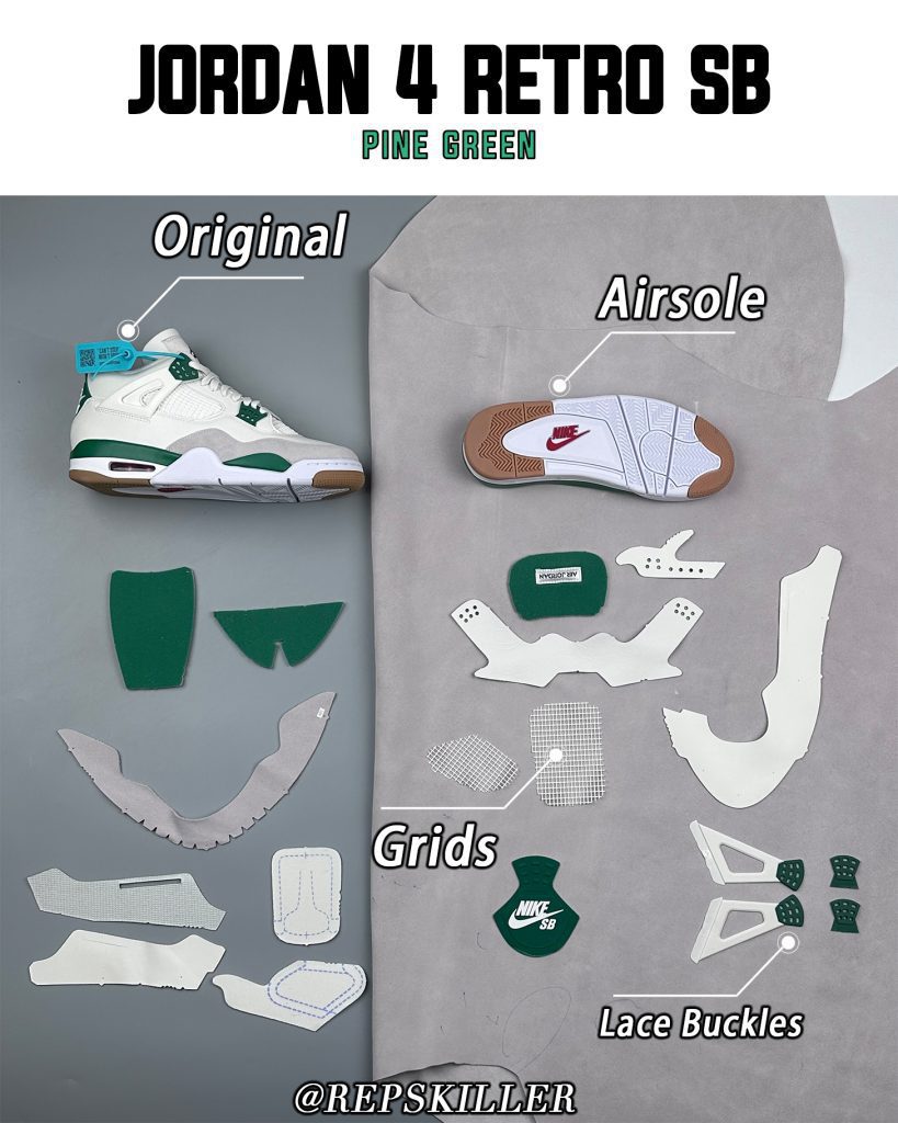 Nike Sb X Air Jordan 4 Retro Pine Green – Image 1 NK SB x Air Jordan 4 Retro 'Pine Green' replica