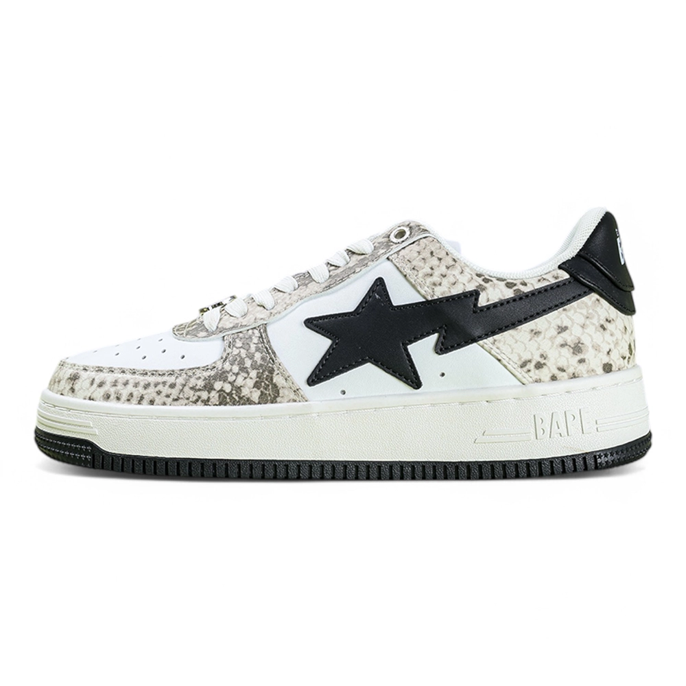 A Bathing Ape Bapesta Snakeskin Beige Low Sneakers