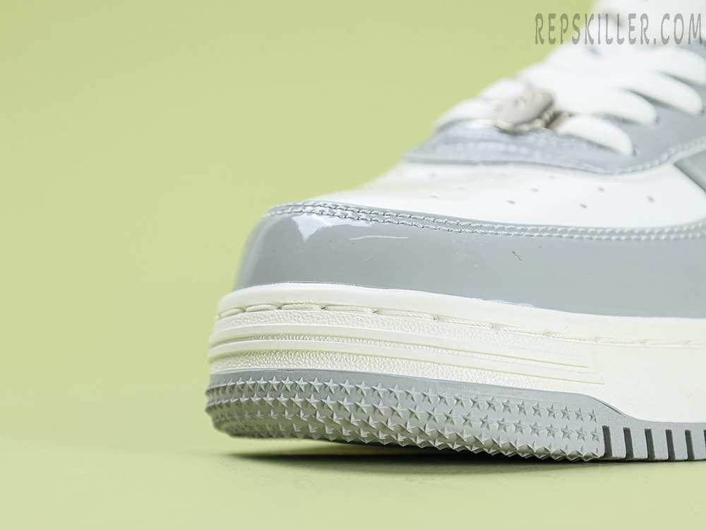 A Bathing Ape Bapesta Grey Patent Leather Low Sneakers