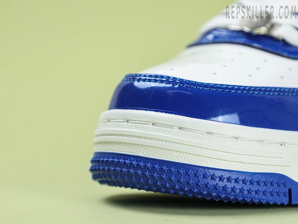 A Bathing Ape Bapesta Blue Patent Leather Low Sneakers