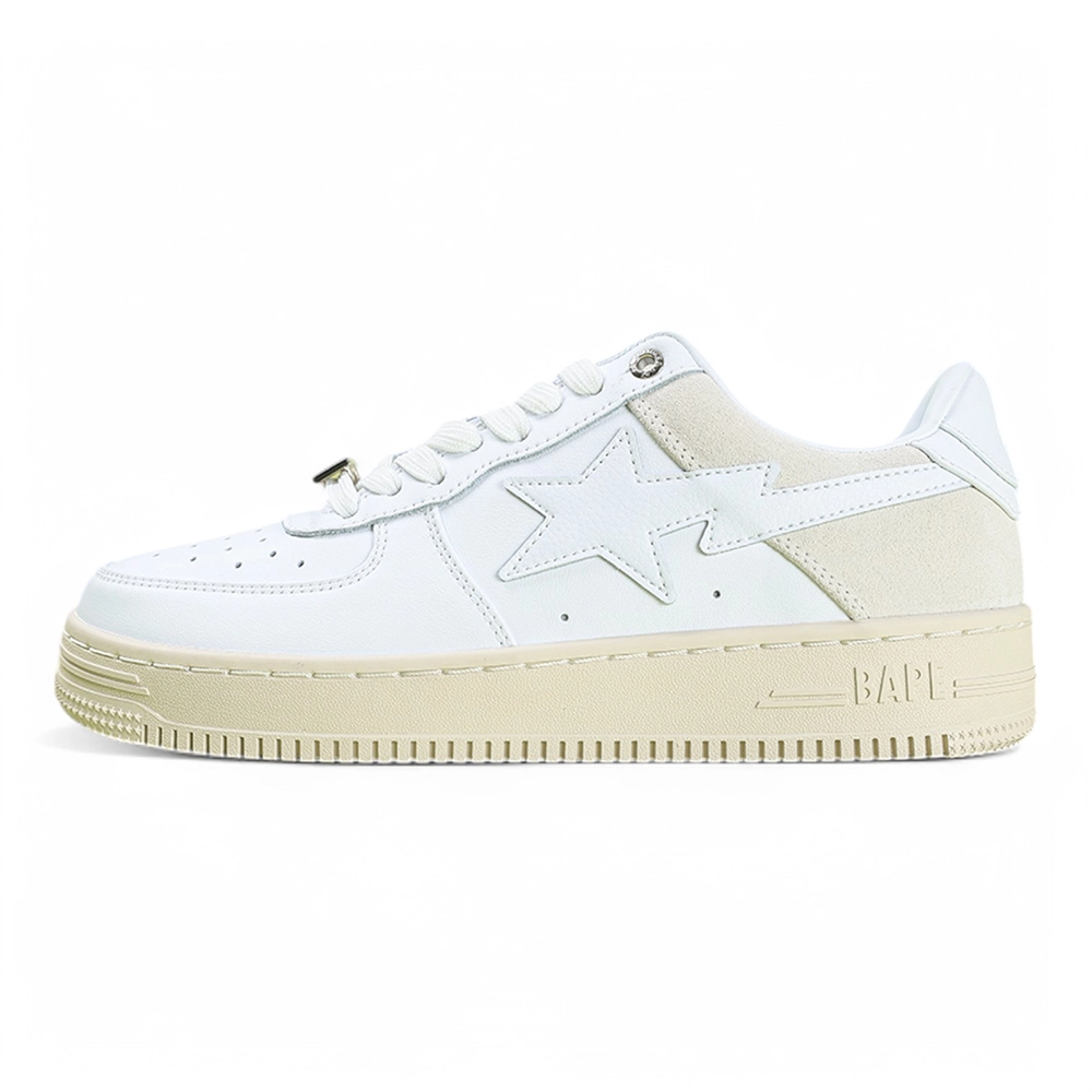 A Bathing Ape Bapesta Suede White Low Sneakers
