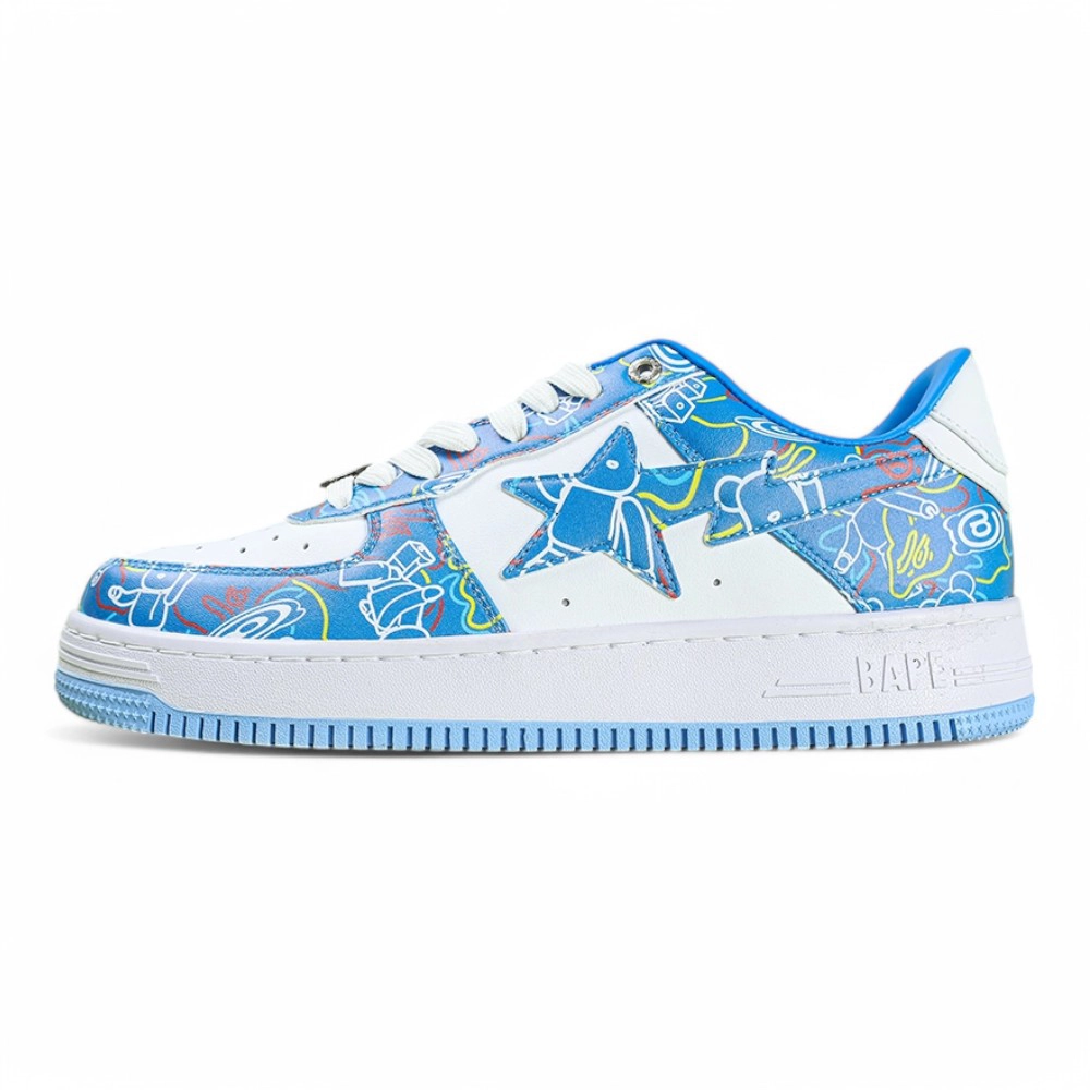 A Bathing Ape Bapesta Bearbrick Camo Blue Low Sneakers