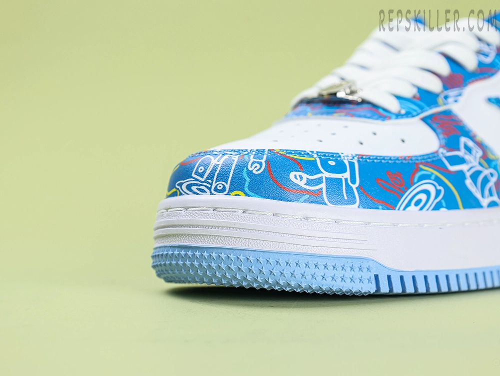 A Bathing Ape Bapesta Bearbrick Camo Blue Low Sneakers