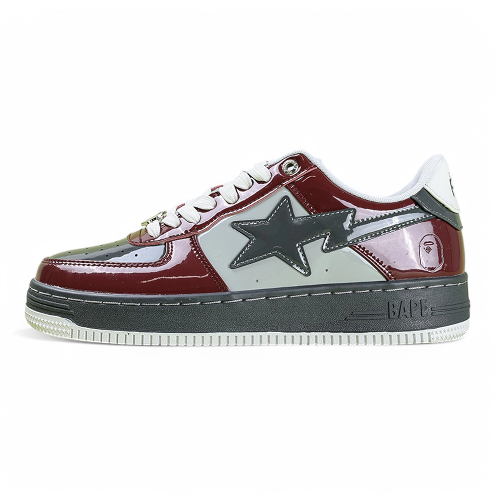 A Bathing Ape Bapesta Nostalgic Burgundy Grey Low Sneakers