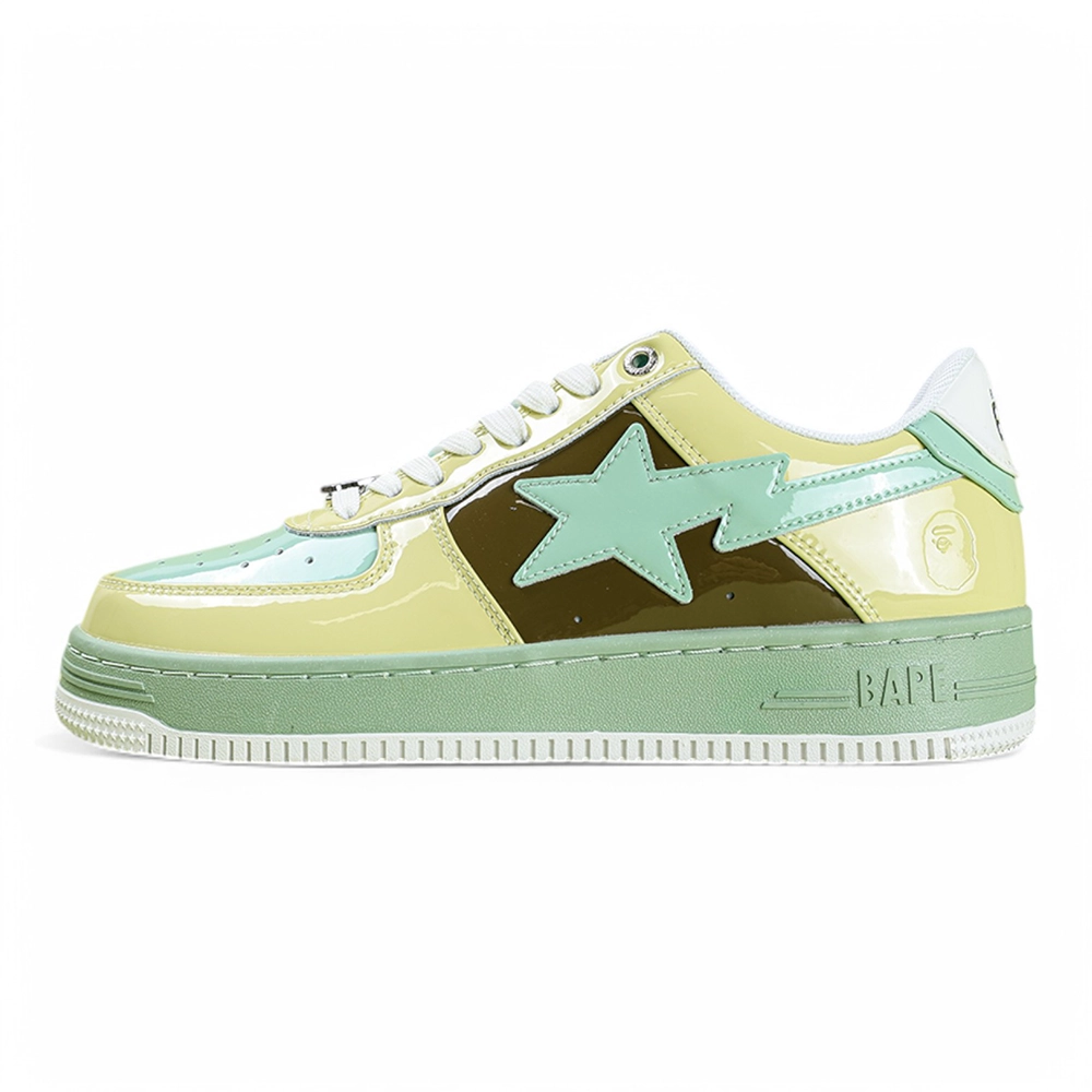 A Bathing Ape Bapesta Nostalgic Yellow Green Low Sneakers