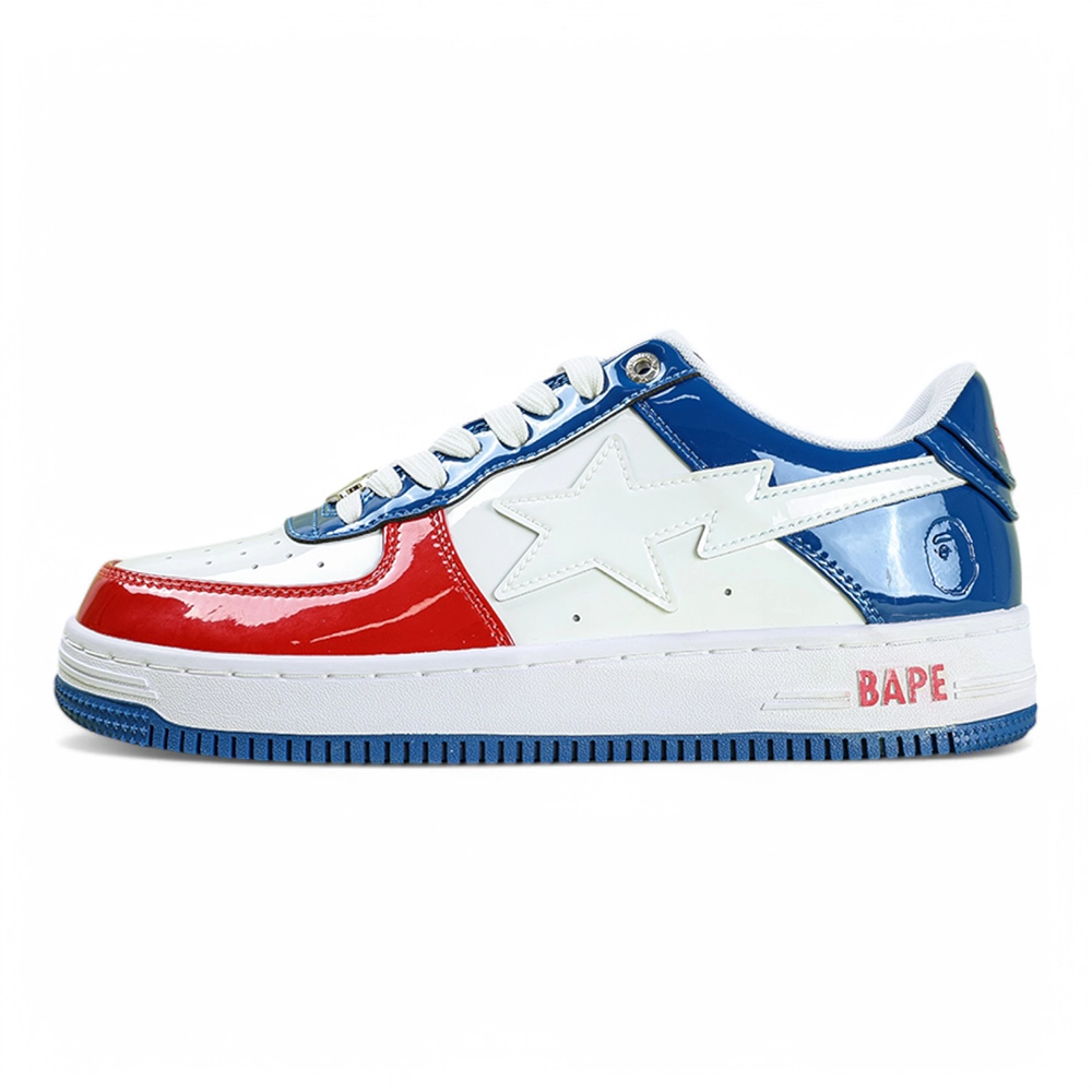 A Bathing Ape Bapesta France National Color White Red Blue Low Sneakers