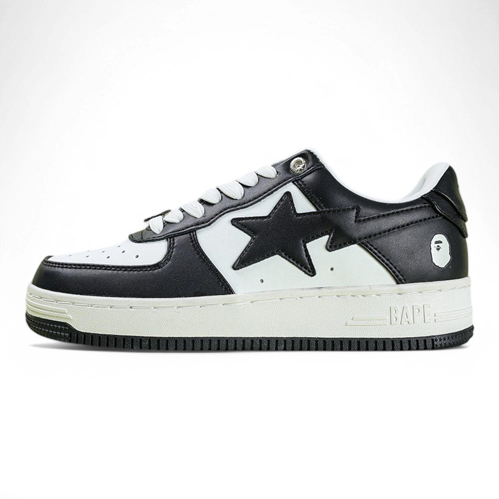 A Bathing Ape Bapesta Black White Low Sneakers