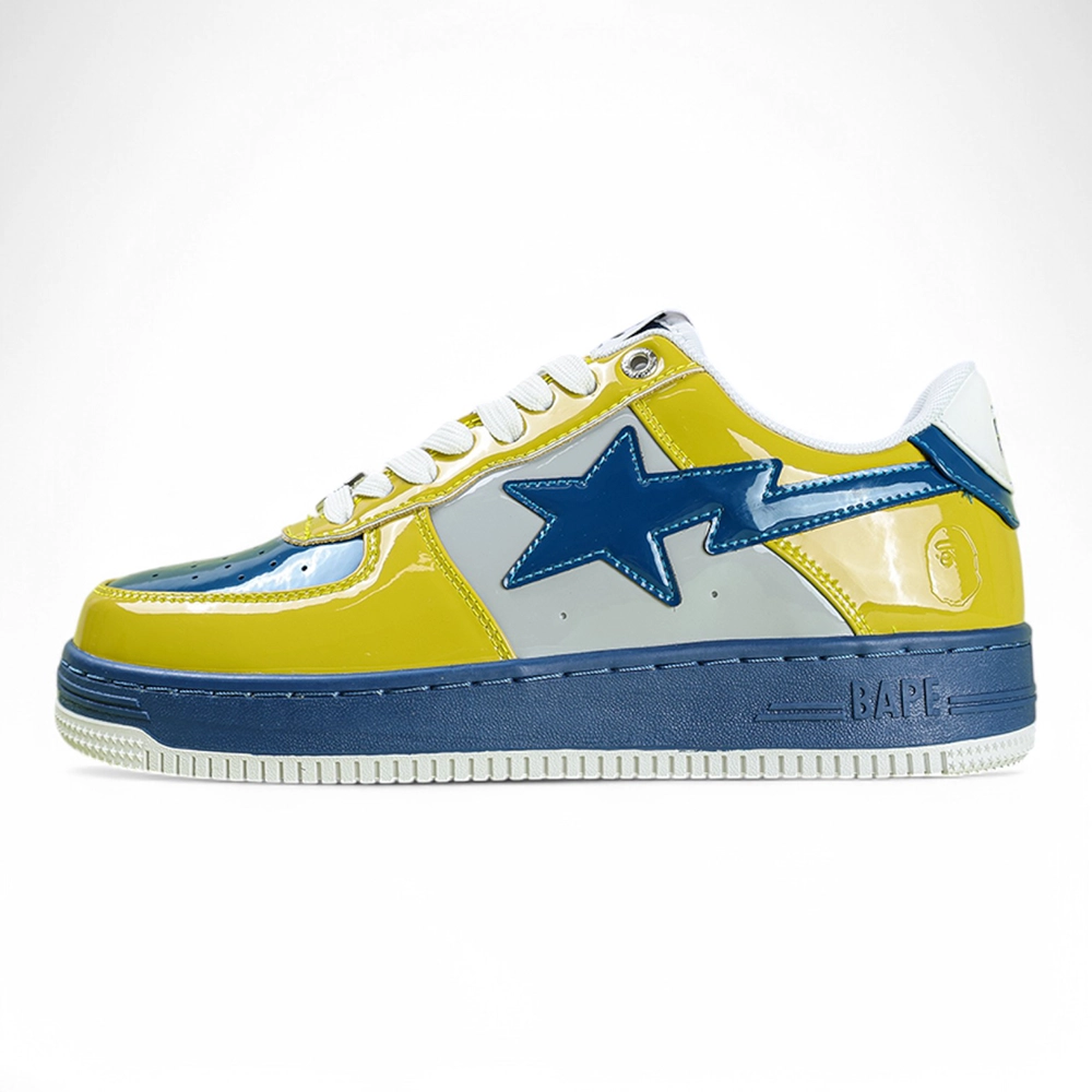 A Bathing Ape Bapesta Nostalgic Blue Yellow Low Sneakers