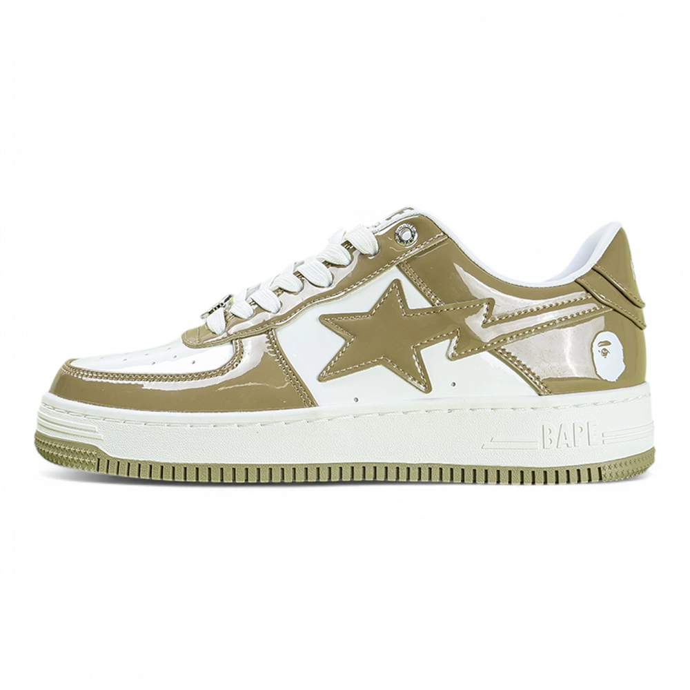 A Bathing Ape Bapesta Brown Patent Low Sneakers