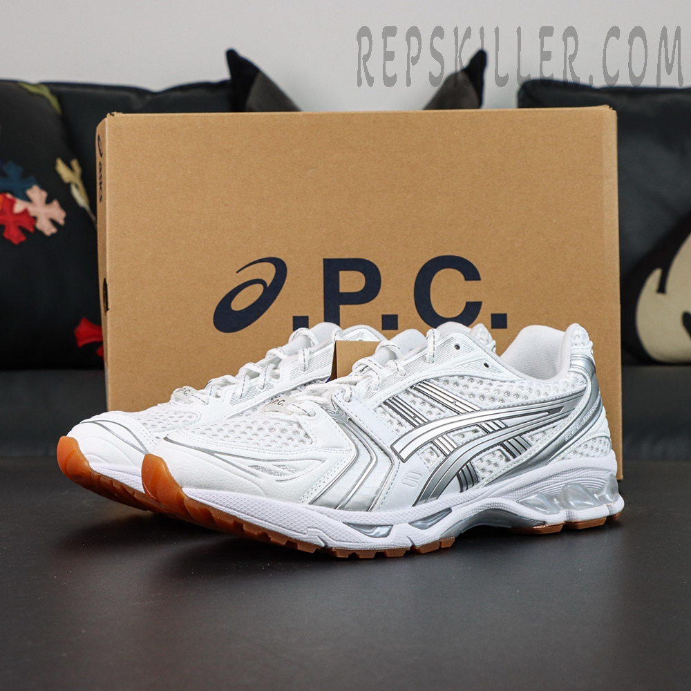 A P C X Asics Gel Kayano 14 White Pure Silver