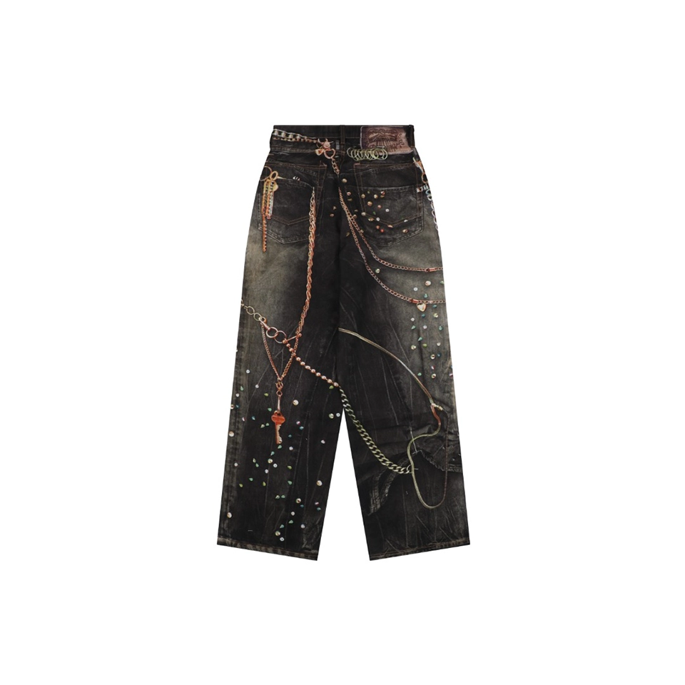 Acne Studios 1981M Chain Print Vintage Wash Denim Jeans