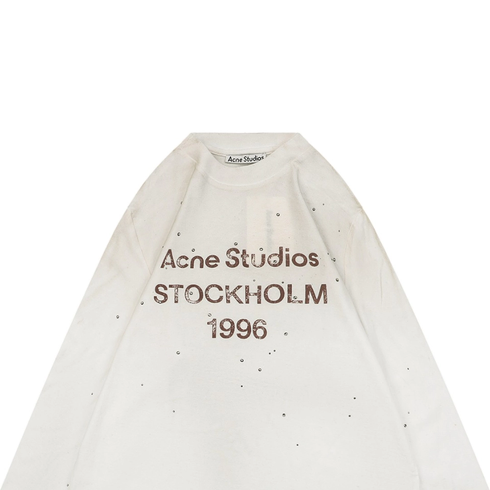 Acne Studios 1996 Rhinestone Logo Shirt White