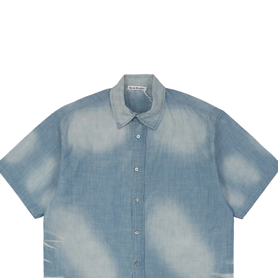 Acne Studios 1996 Slogan Linen Denim T Shirt