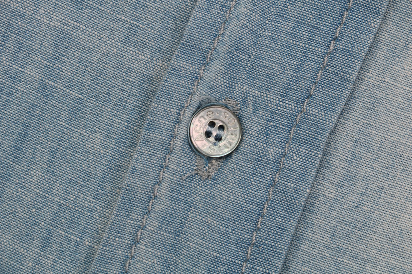 Acne Studios 1996 Slogan Linen Denim T Shirt