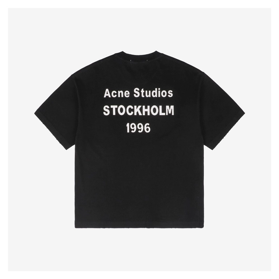 Acne Studios Back 1996 Silicone Letter Print Short Sleeve Shirt Black