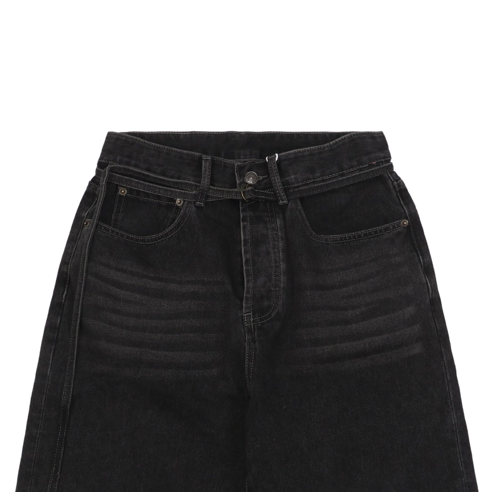Acne Studios Belted Straight Leg Denim Shorts