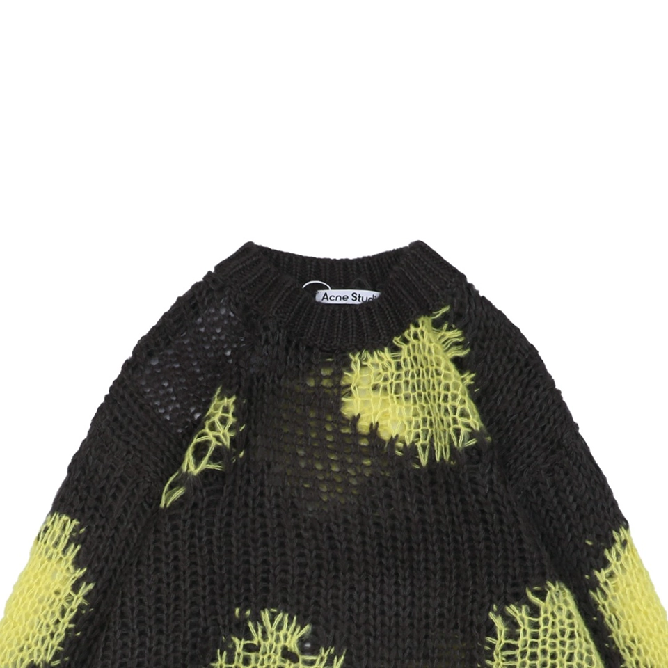 Acne Studios Distressed Smiley Face Open Knit Sweater