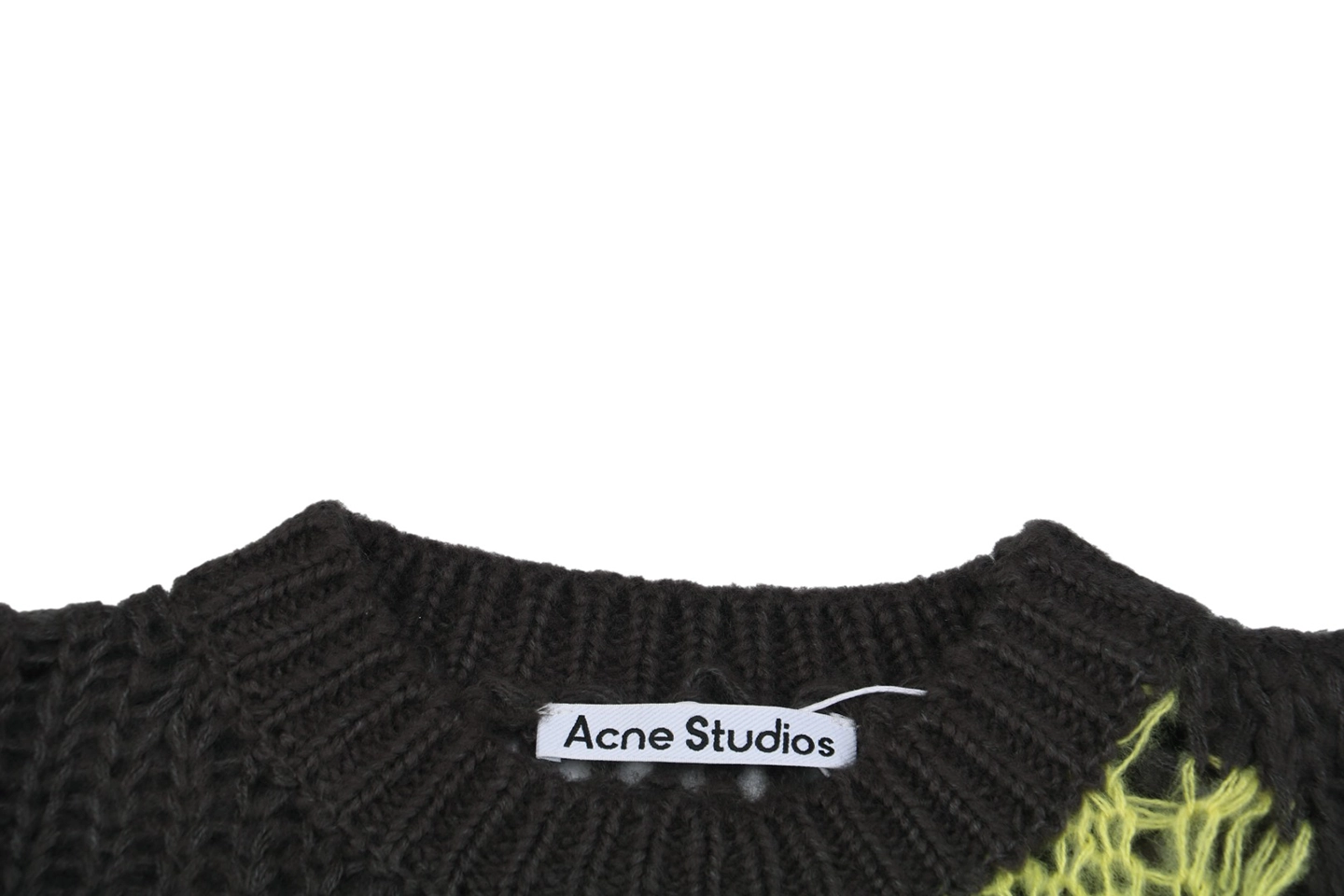Acne Studios Distressed Smiley Face Open Knit Sweater