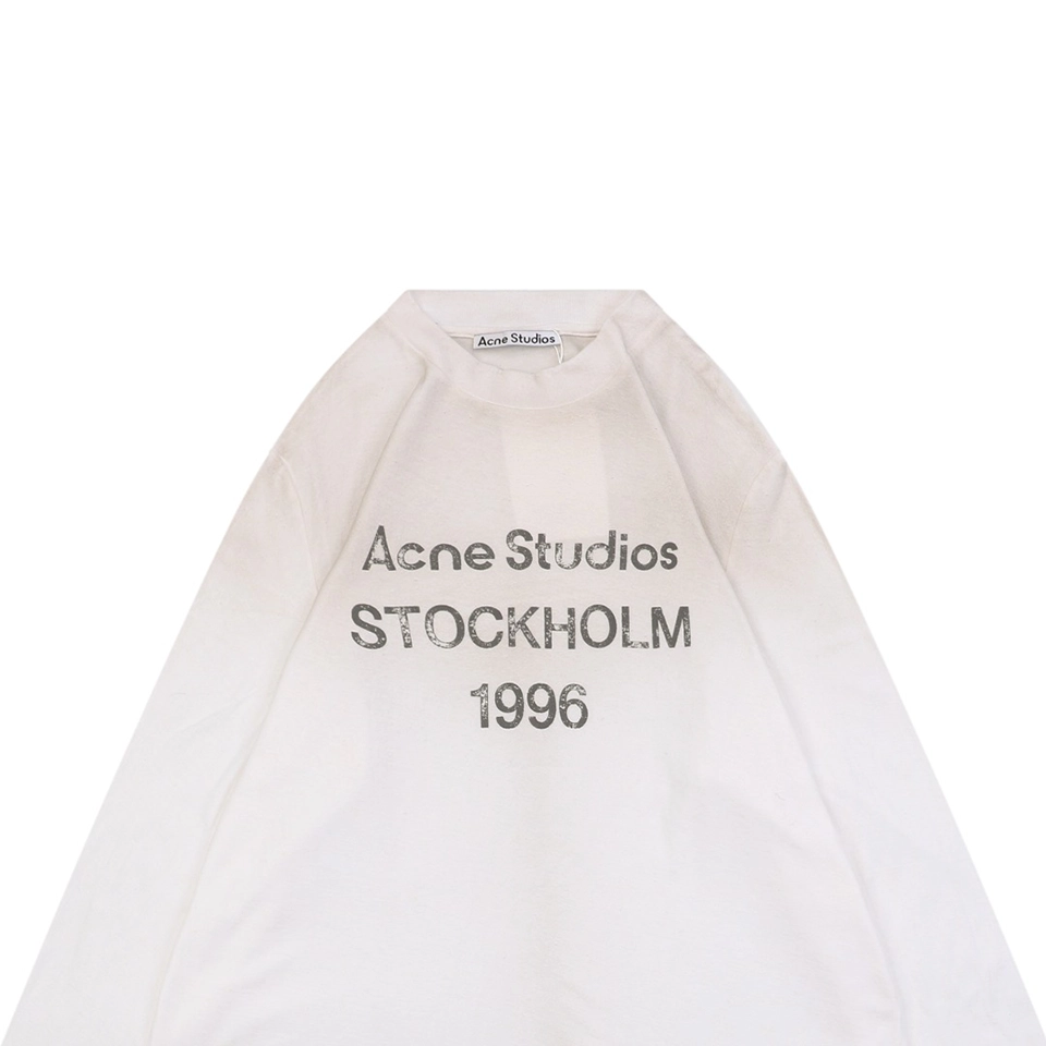 Acne Studios Distressed Stockholm 1996 Print Shirt White
