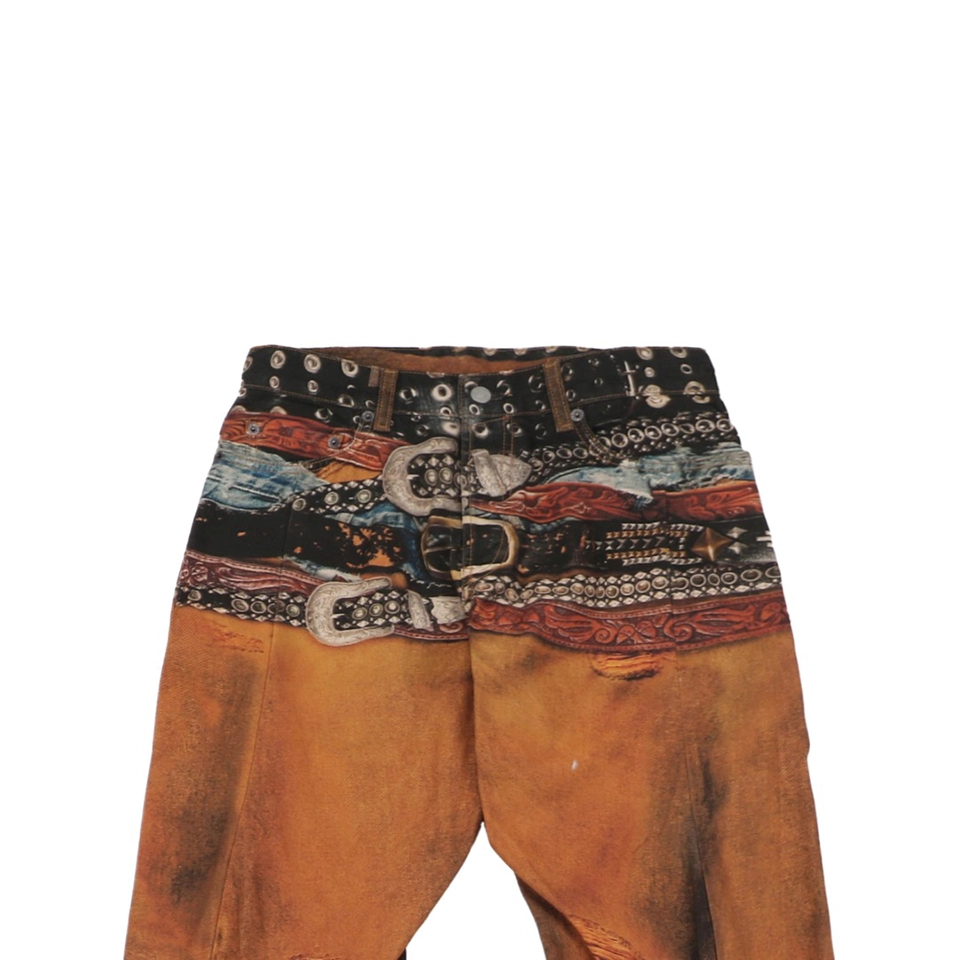 Acne Studios Multi Belt Pattern Denim Jeans