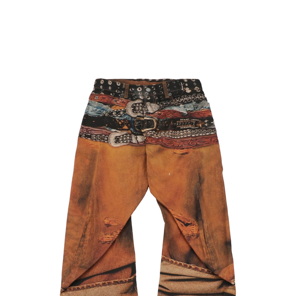 Acne Studios Multi Belt Pattern Denim Jeans