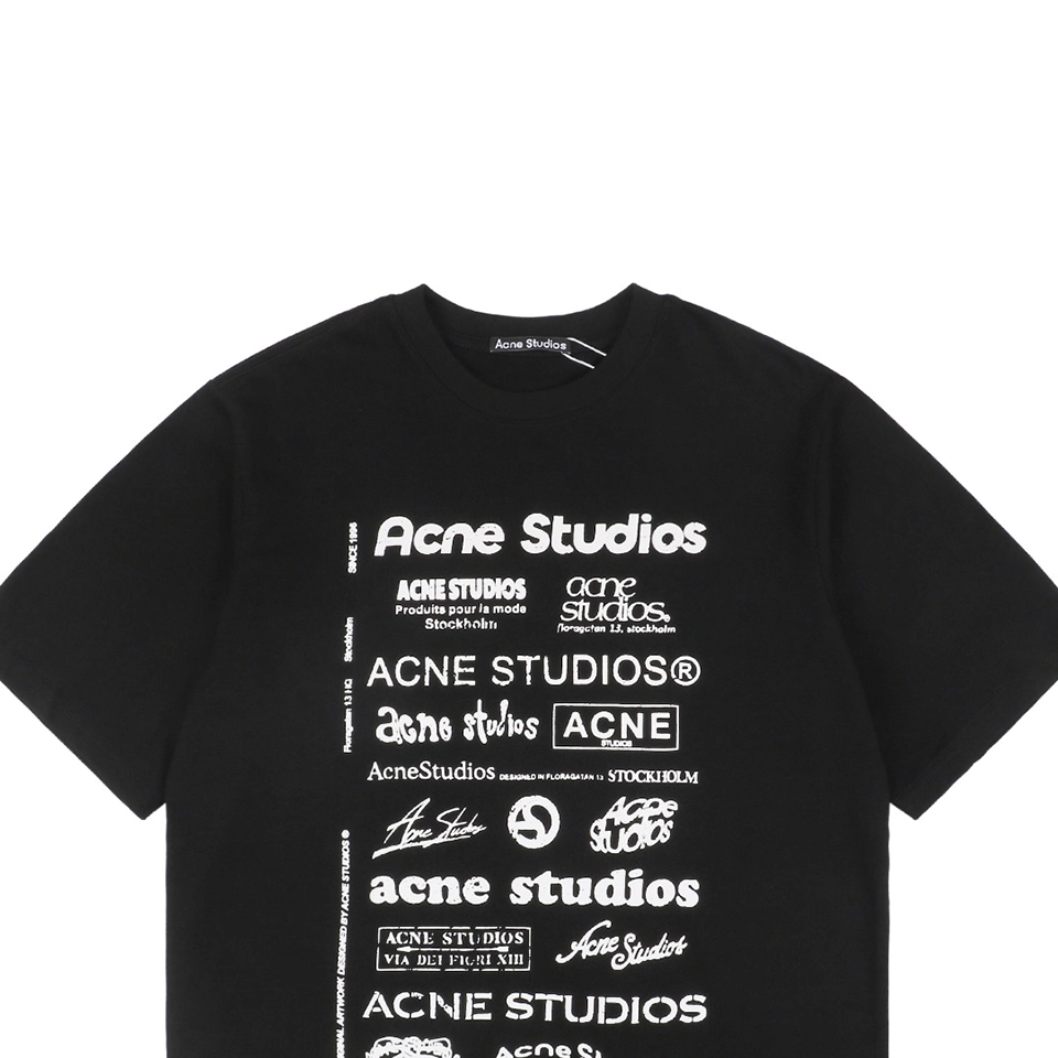 Acne Studios Multi Logo Front Back Print T Shirt