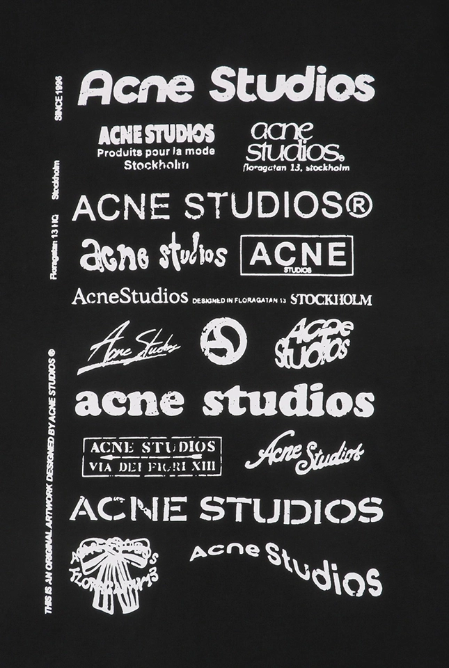 Acne Studios Multi Logo Front Back Print T Shirt