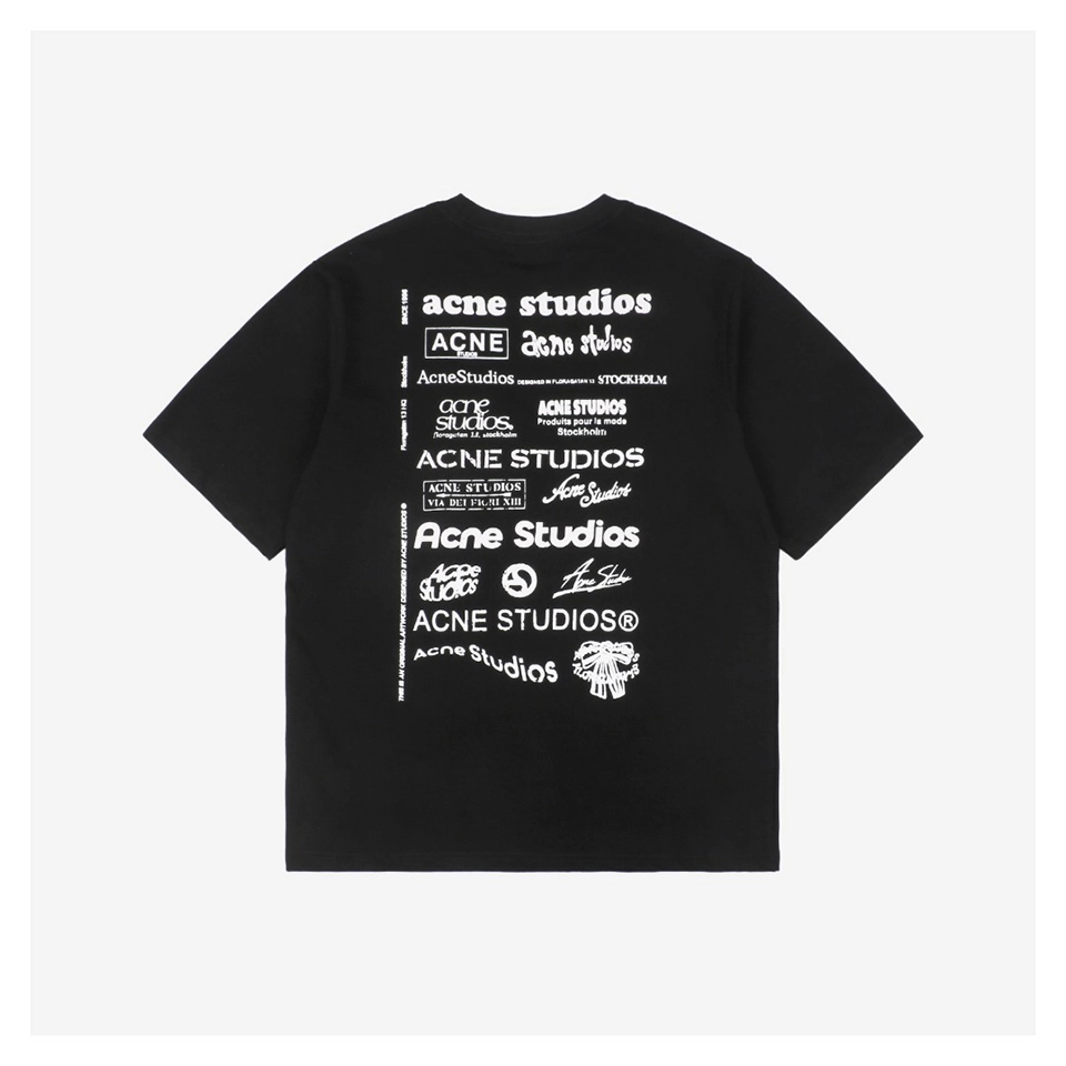 Acne Studios Multi Logo Front Back Print T Shirt