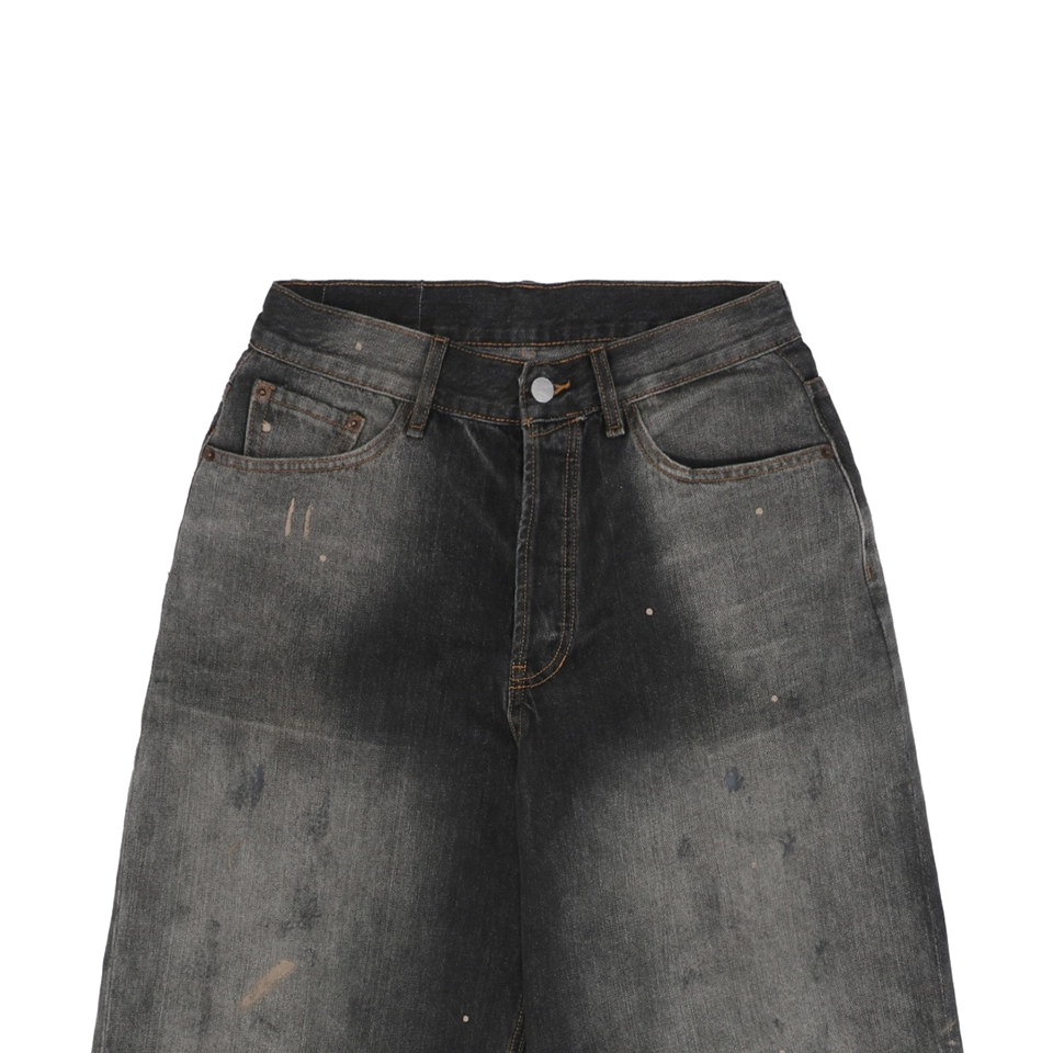 Acne Studios Paint Splatter Cropped Denim Shorts
