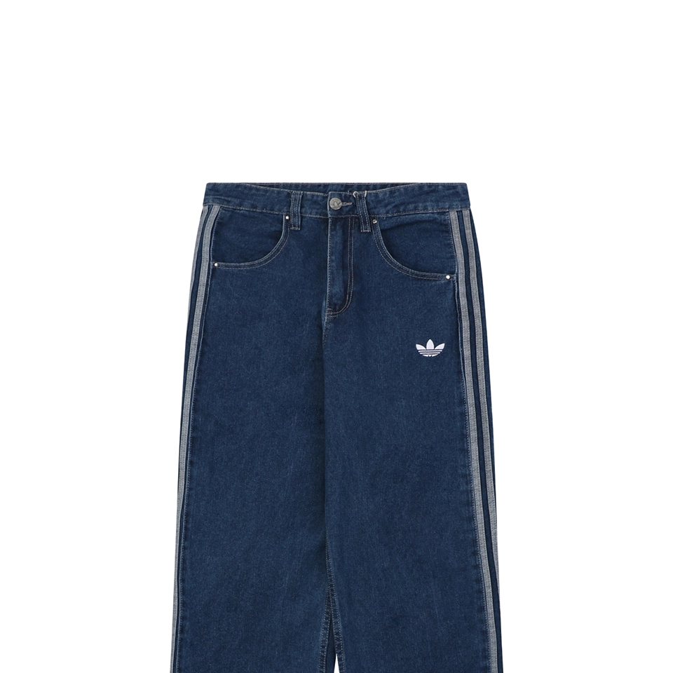 Adidas Originals Three Stripe Wide Leg Denim Pants