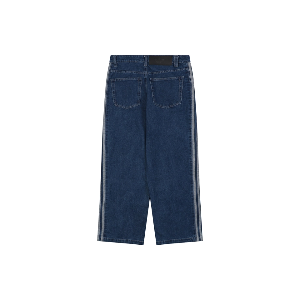 Adidas Originals Three Stripe Wide Leg Denim Pants