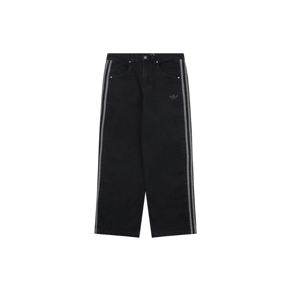 Adidas Originals Three Stripe Wide Leg Denim Pants