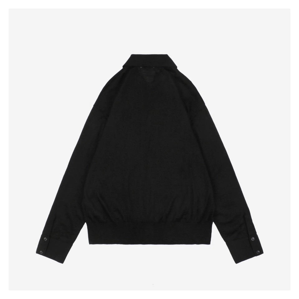 Ami-Embossed-Heart-Embroidery-Basic-Polo-Sweater-Black2.jpeg.webp Ami Embossed Heart Embroidery Basic Polo Sweater Black