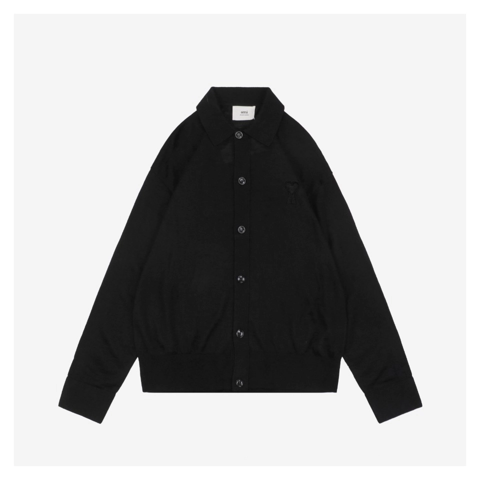 Ami-Embossed-Heart-Embroidery-Basic-Polo-Sweater-Black3.jpeg.webp Ami Embossed Heart Embroidery Basic Polo Sweater Black