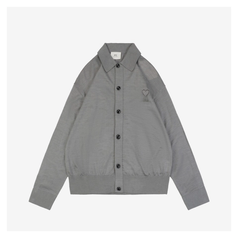 Ami-Embossed-Heart-Embroidery-Basic-Polo-Sweater-Grey1.jpeg.webp Ami Embossed Heart Embroidery Basic Polo Sweater Grey