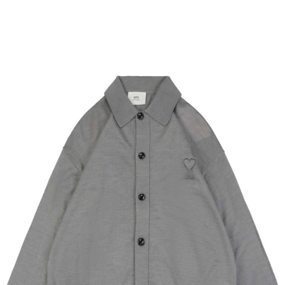 Ami-Embossed-Heart-Embroidery-Basic-Polo-Sweater-Grey2.jpeg.webp Ami Embossed Heart Embroidery Basic Polo Sweater Grey