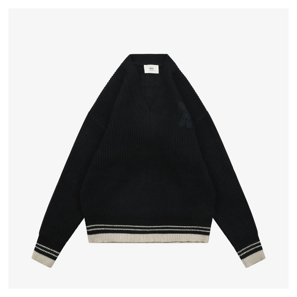 Ami Heart Color Block Knit Cardigan