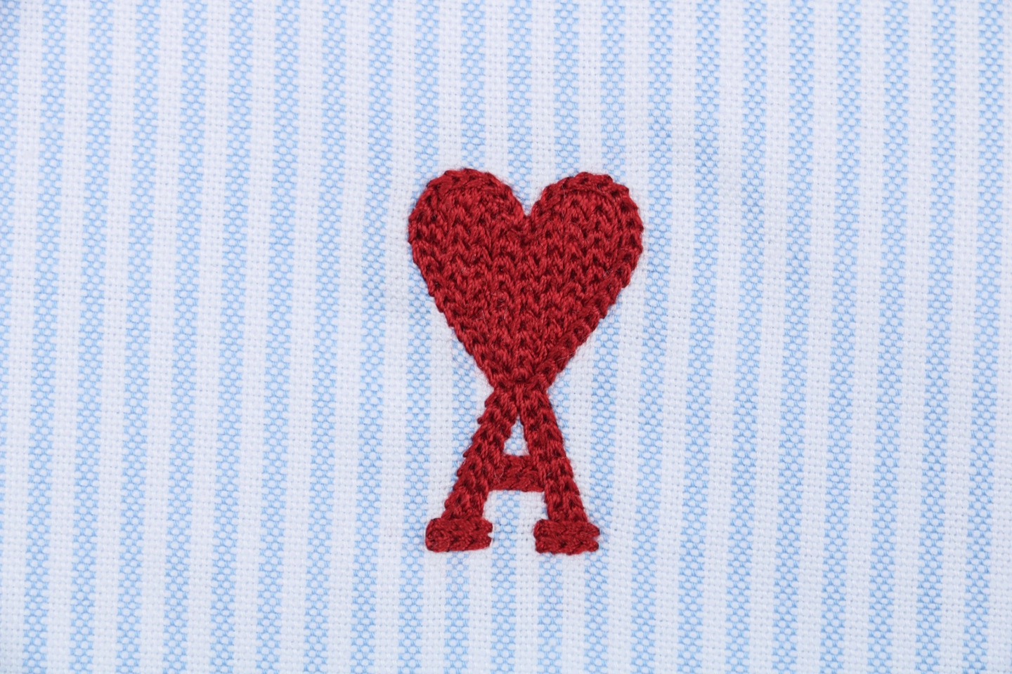 Ami Heart Embroidered Striped Shirt