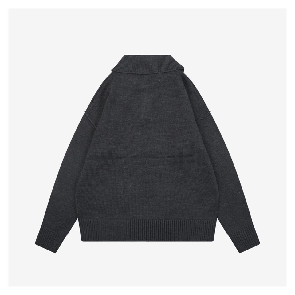 Ami Heart Logo Polo Knit Sweater