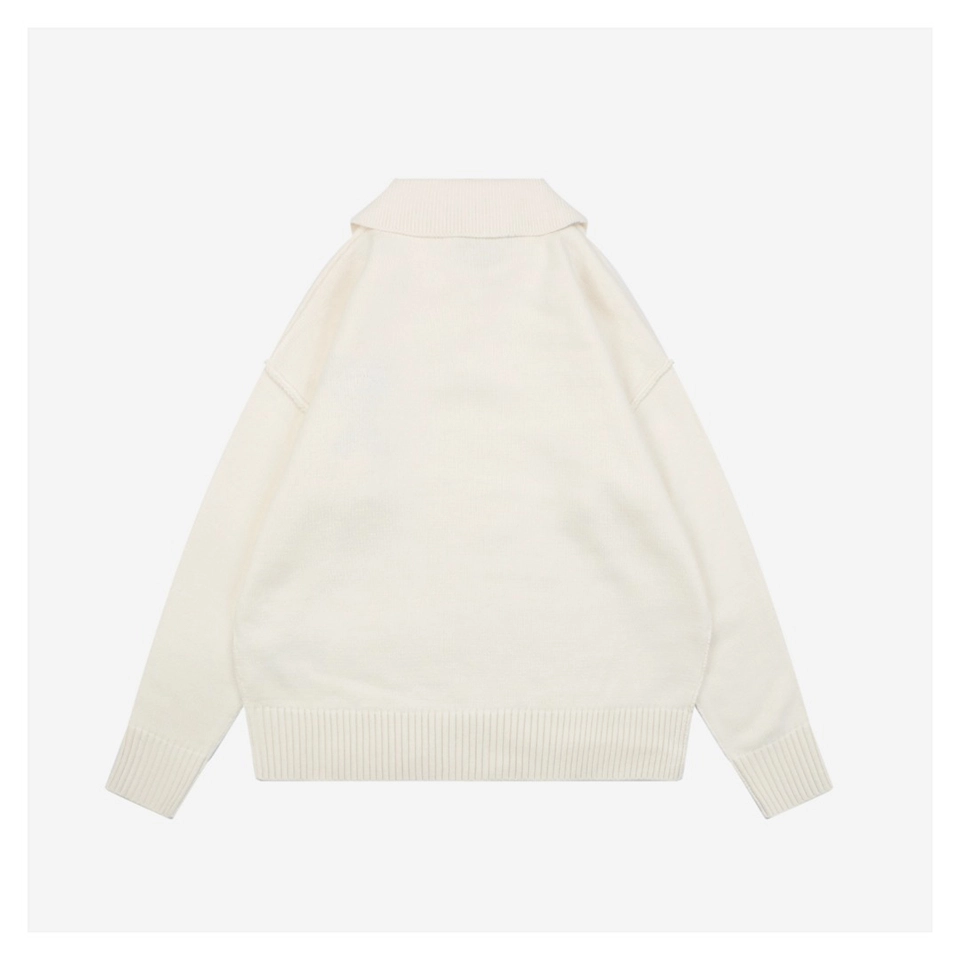 Ami Heart Logo Polo Knit Sweater