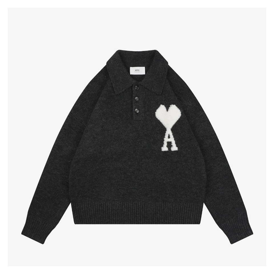 Ami-Heart-Logo-Polo-Sweater8.jpeg.webp Ami Heart Logo Polo Sweater