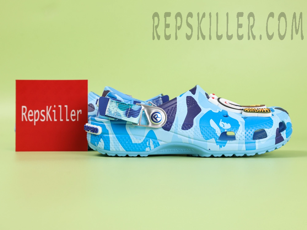 Bape X Crx Classic Clog Abc Camo Blue