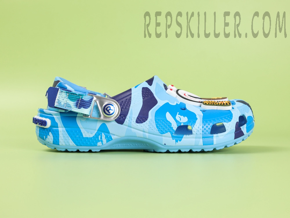 Bape X Crx Classic Clog Abc Camo Blue