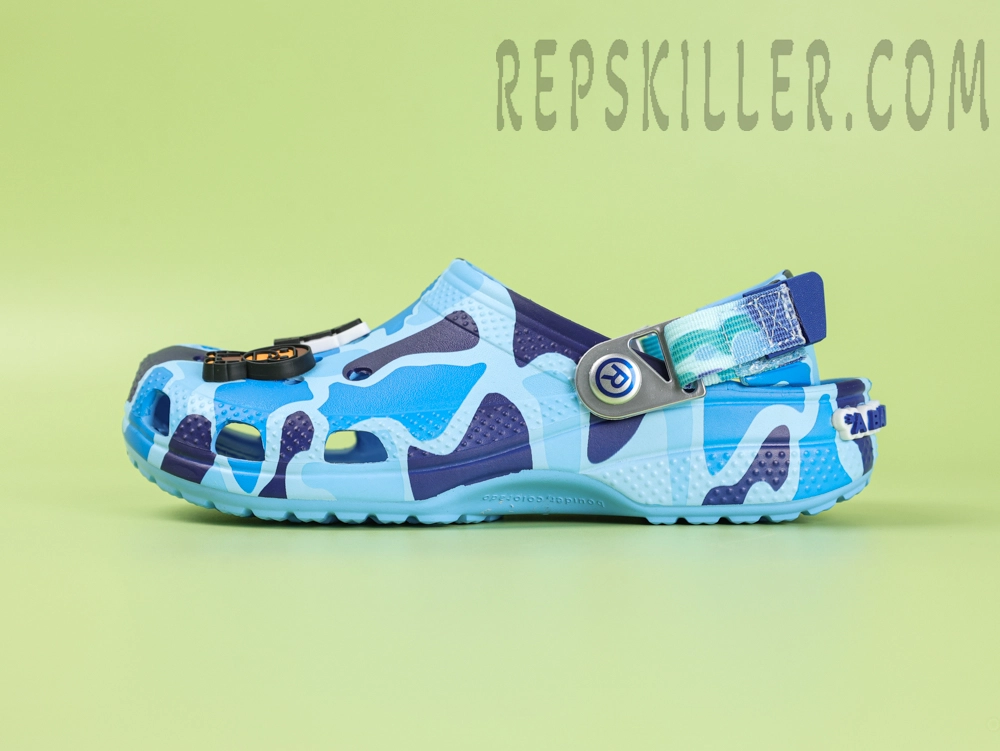 Bape X Crx Classic Clog Abc Camo Blue