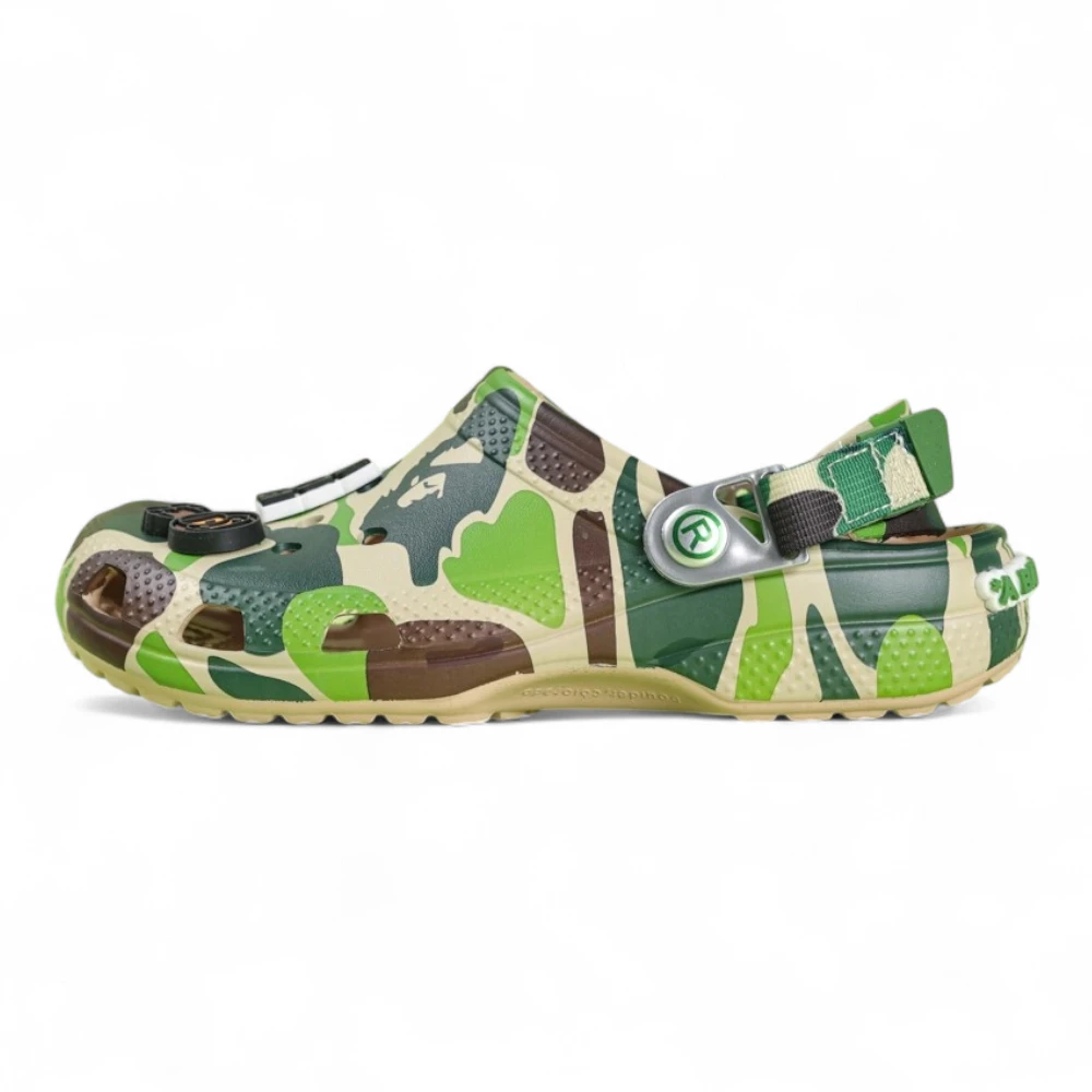 Bape X Crx Classic Clog Abc Camo Green