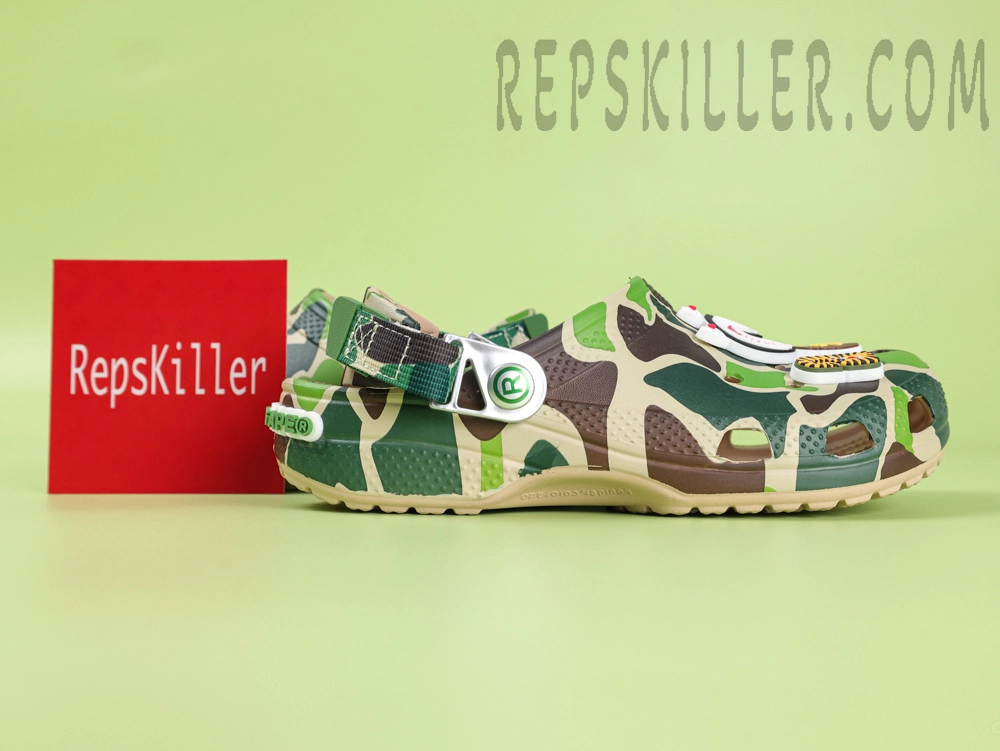 Bape X Crx Classic Clog Abc Camo Green