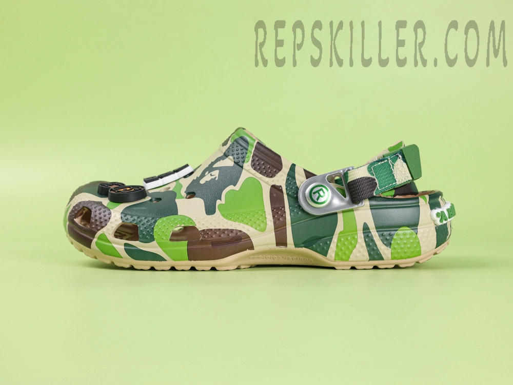 Bape X Crx Classic Clog Abc Camo Green