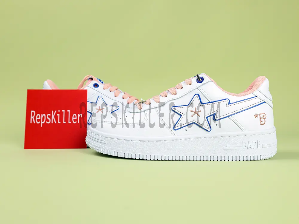A Bathing Ape Sk8 Sta Bapy White Pink Low Sneakers