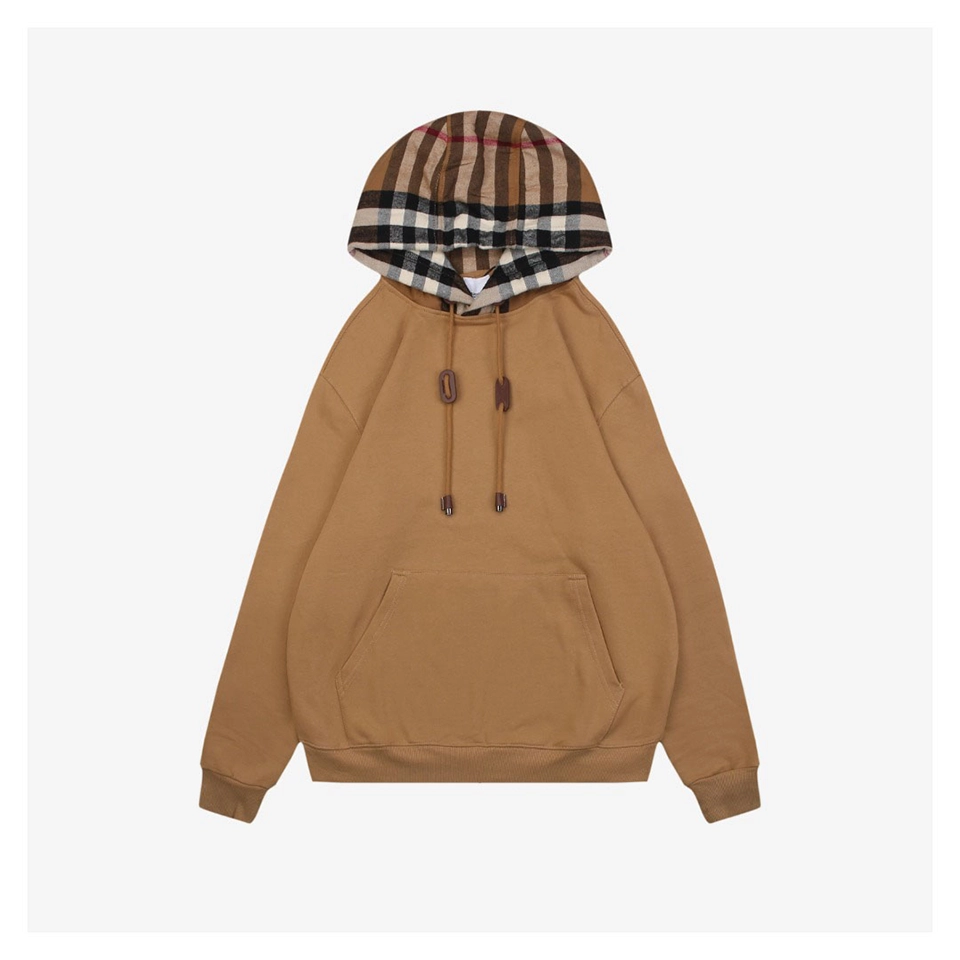 Bbry Check Hood Flannel Trim Hoodie